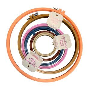Multi-Color Needlework Framing Hoops Set  Adjustable Sizes 5" to 8"  Use for Emb